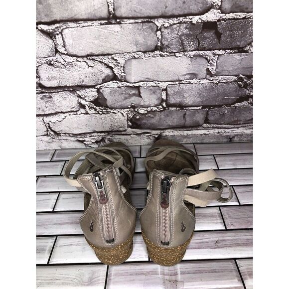Ahnu Trolley Huarache Gray Leather Back Zip Wedge Sandals Women Sz 8.5M US/39EU - Picture 6 of 16